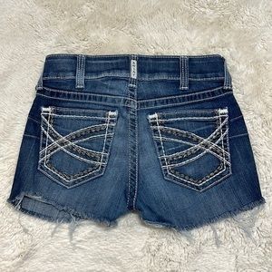 Ariat Womens Real Denim Cut-Off Shorts Blue Stretch Embroidered size 27